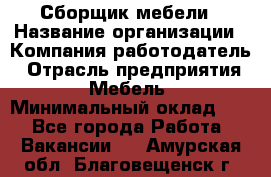 Сборщик мебели › Название организации ­ Компания-работодатель › Отрасль предприятия ­ Мебель › Минимальный оклад ­ 1 - Все города Работа » Вакансии   . Амурская обл.,Благовещенск г.